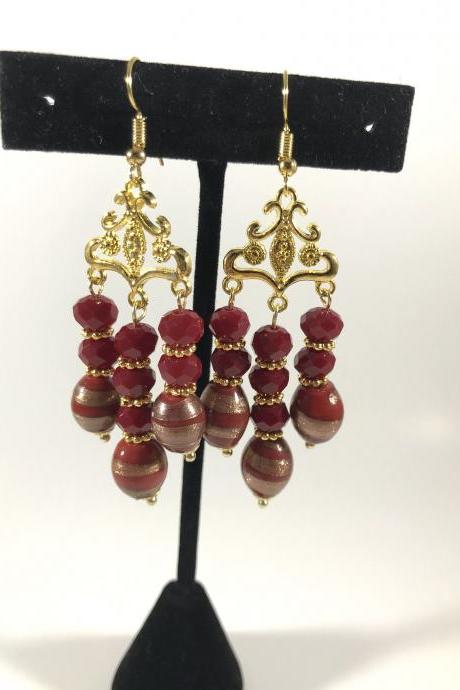 Red beaded earrings 